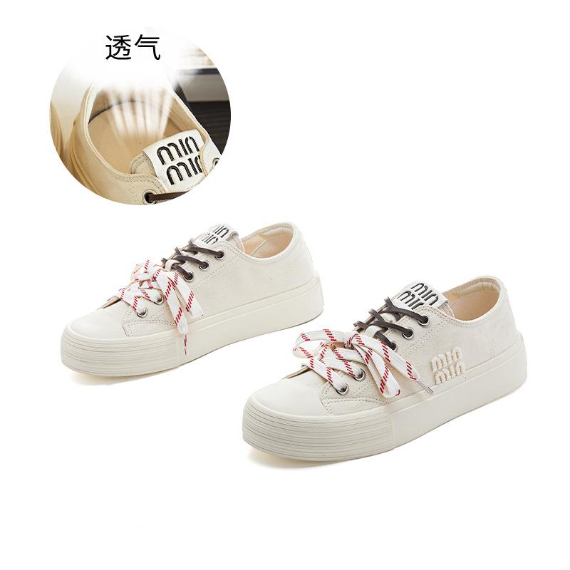 

Wulacao pigskin insole little white shoes women s 2025 autumn new casual flat-soled single shoes canvas versatile board shoes women 40 бежевый