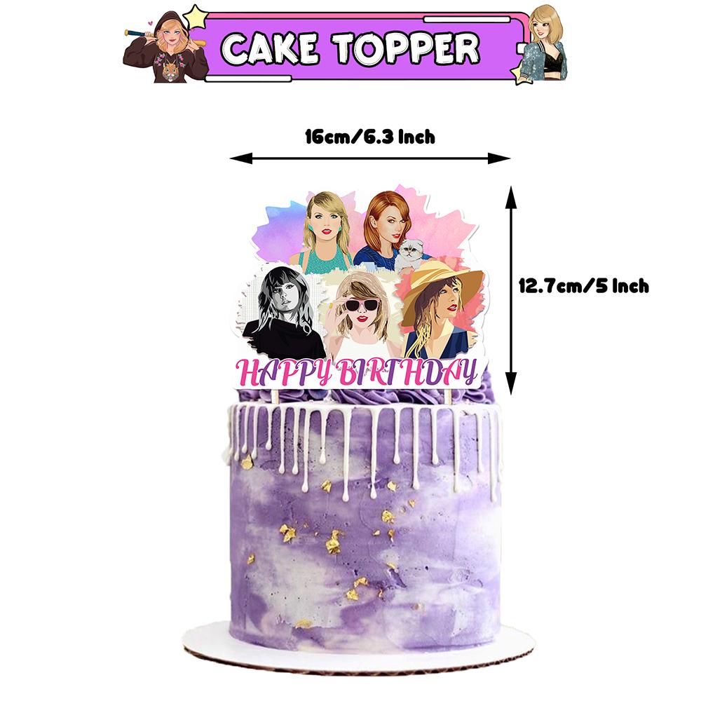 Taylor Swift Singer's Party Decorations Include a Banner, Balloon, Cake Topper