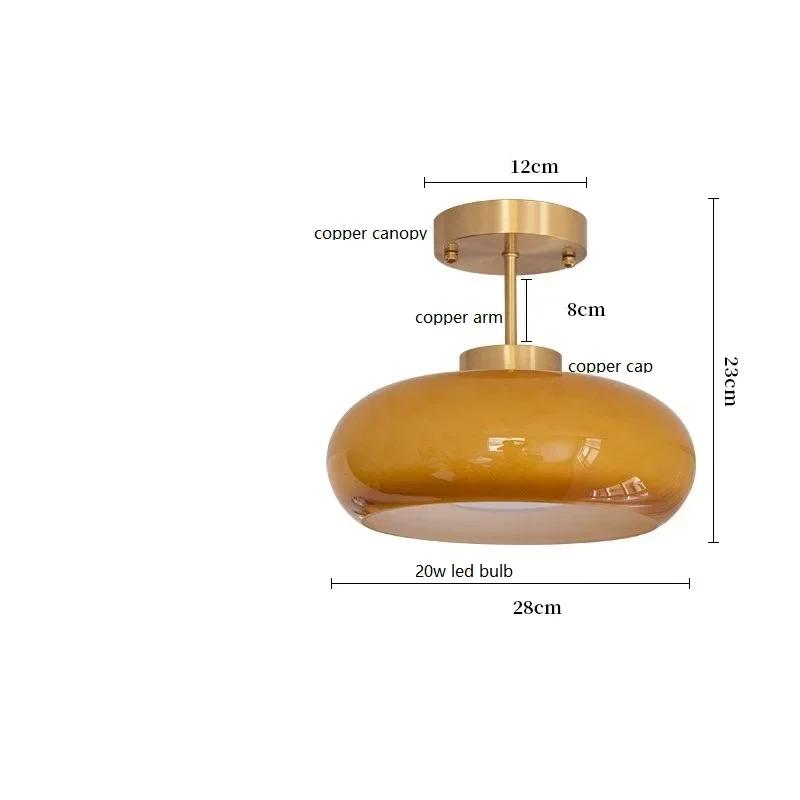 Modern Yellow Glass LED Pendant Lights Fixtures 40W Copper Bedroom Living Room Beside Nordic Hanging Lamparas Chandelier Lamp