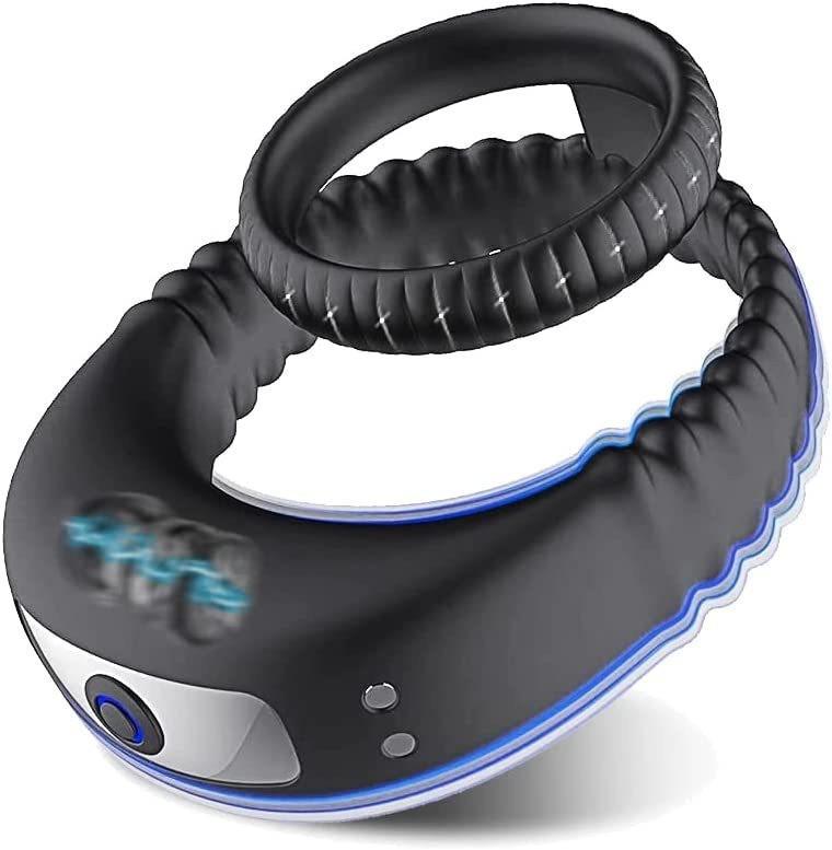 Male Locking Sperm Double Ring USB Charging Vibration Massage Locking Sperm Ring Male Masturbator
