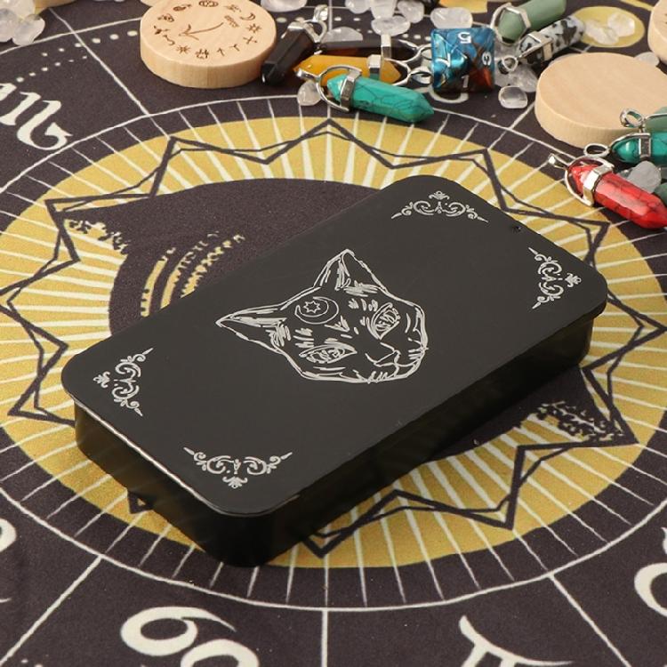 Portable Tarots Card Box Astrologys Divination Storage Case Iron Tarots Card Storage Case for Witches Decoration