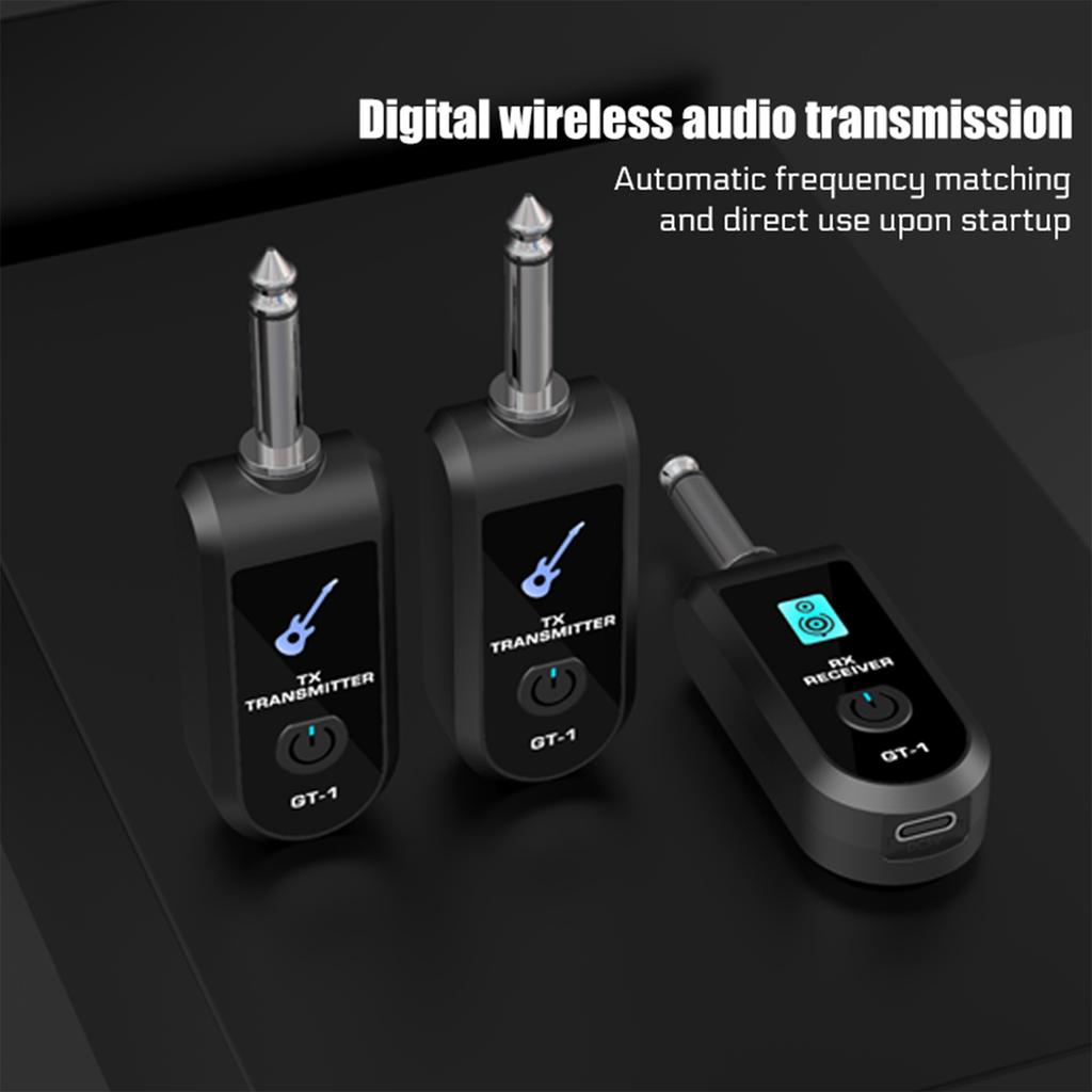 2.4G Wireless Guitar System Built-in Rechargeable Lithium Battery Wireless Guitar Transmitter Receiver for Electric Guitar Bass
