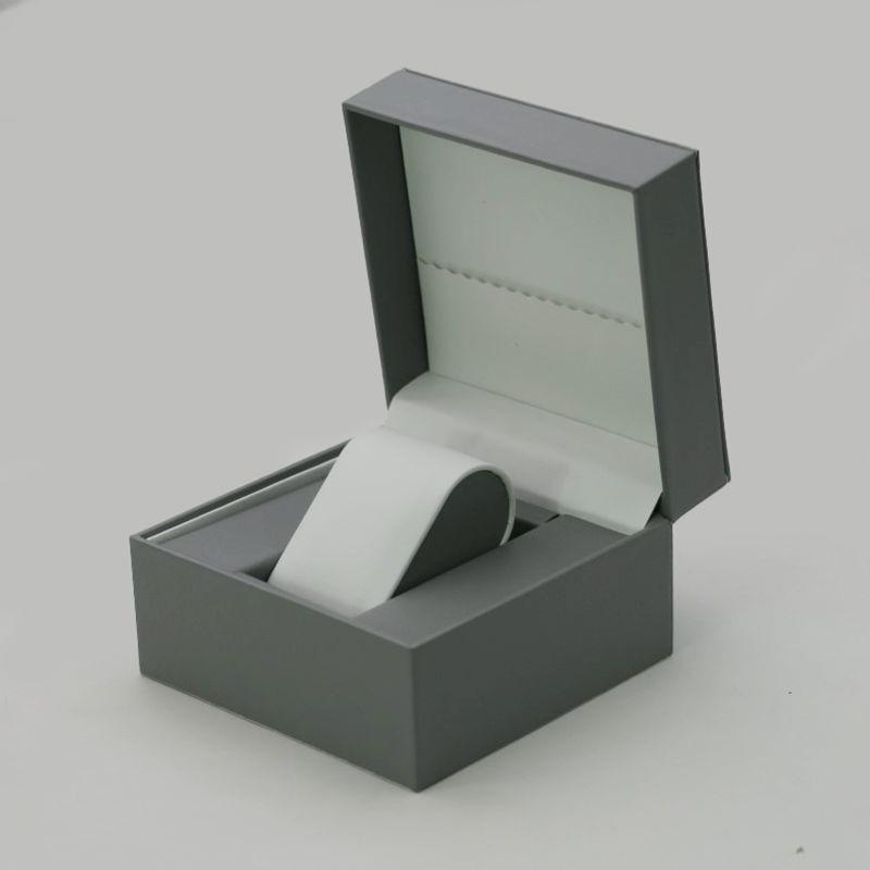 Rounded Corner PU Leather Single Watch Storage Box with Threaded Flip Cover