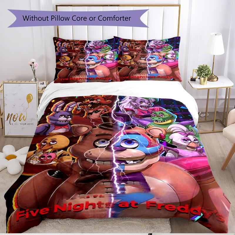 3pcs Duvet Cover Set (1*Duvet Cover + 2*Pillowcase, Without Core), Five Nights At Freddy's Print Soft All‑Season Bedding Set, Home Bedroom Decor Gift