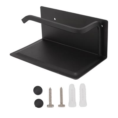 Wall Mounted Tissue Holder Toilet Tissue Bracket Bathroom Paper Roll Hanger with Phone Shelf Black