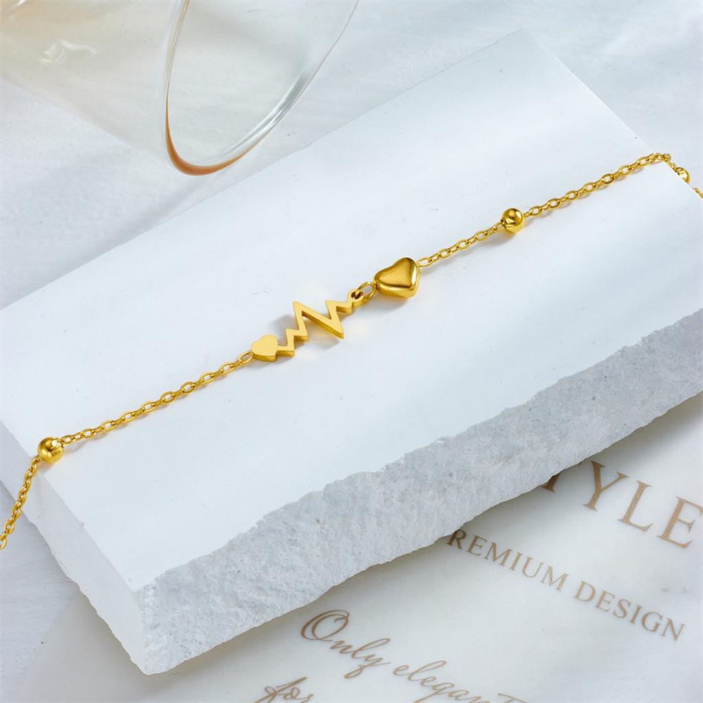 Luxury Gold Color Heart Bracelet - Stainless Steel Jewelry for Women Hypoallergenic Gift Party Bangles Accessories
