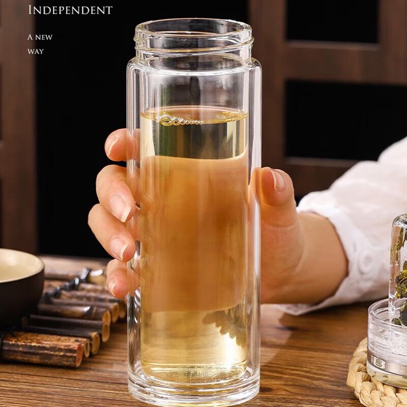 Quyoujia Double-Layer Borosilicate Glass Tea Infuser Mug 320ml