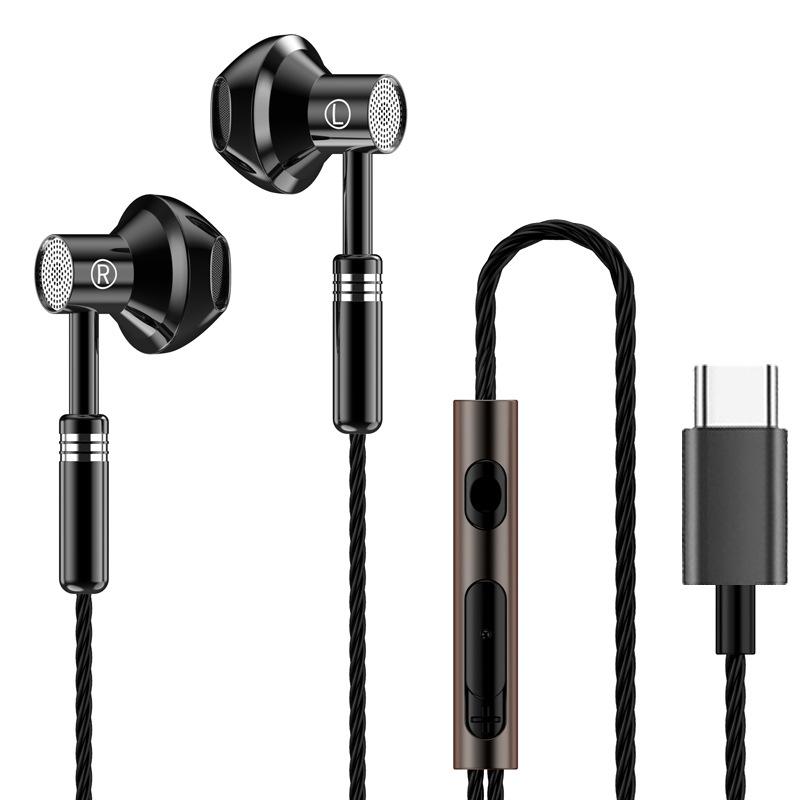 NEW 9D Surround Sound Earphones Metal Type C&3.5mm Headset In-ear Gamer Headphones Wired Control Earbuds for Samsung With HD Mic