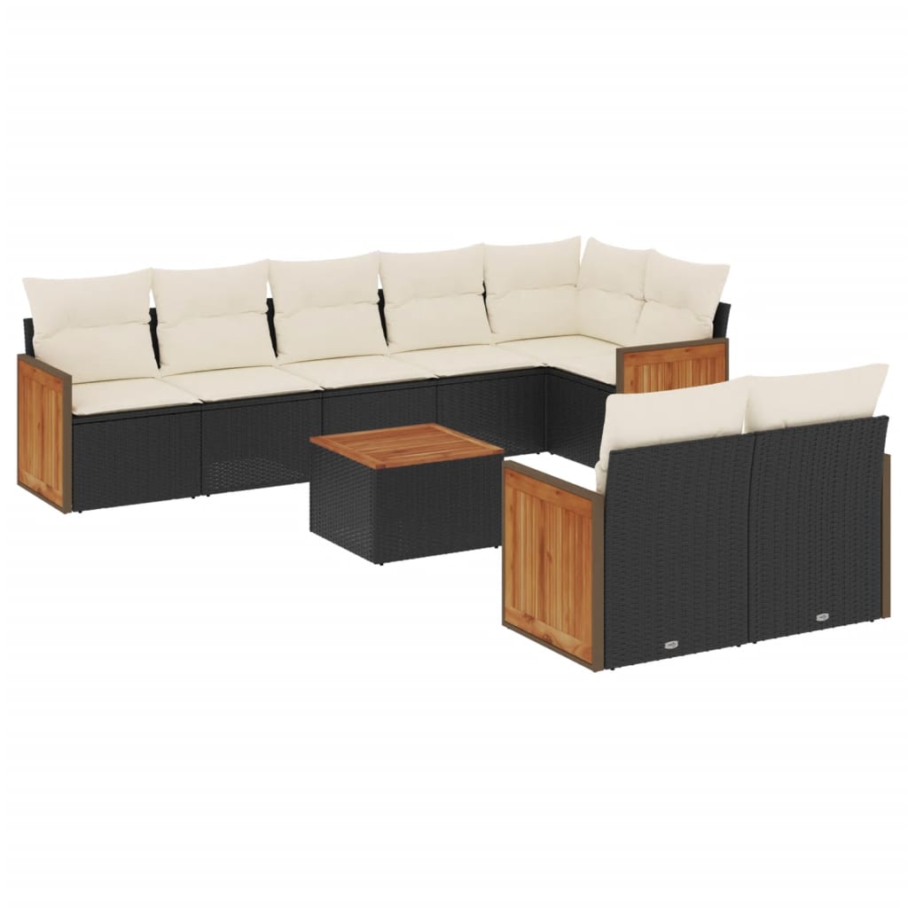 Vidaxl 9-Cz. Garden Lounge Set, With Cushions, Black