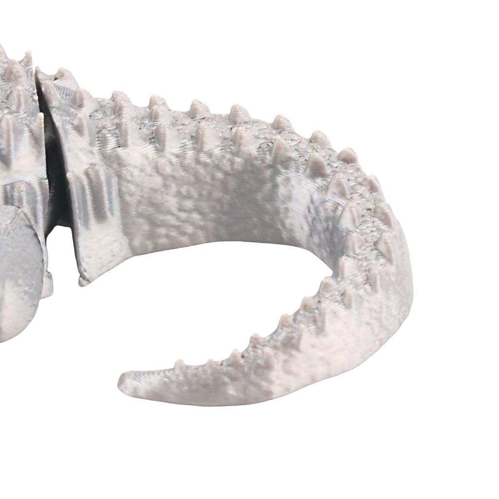 3D Printed Silver Wagging Tail Crocodile, Joints Movable, Novel Multi-Color Printing Technology Gift Small Toy