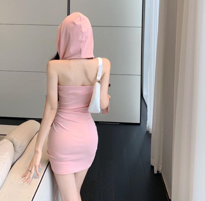 Women's Summer Backless Slimming Hooded Tank Dress