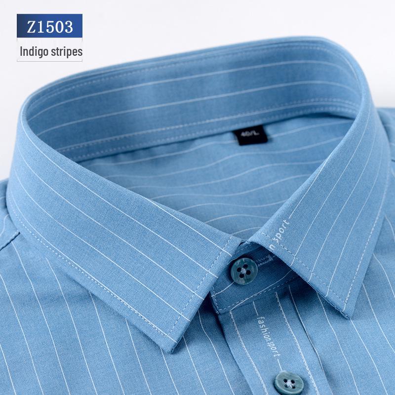Men s High-End Bamboo Fiber Wrinkle-Free Stretch Long Sleeve Dress Shirt 38 (Below 52 kg)