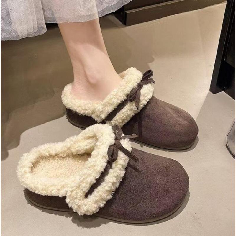 2025 Winter New Women's Half A Pack Cotton Slippers Indoor Home Plu Bread Retro Warmth Slip-On Slippers Pantuflas Divertidas