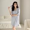 1011 New Ice Silk Women's Five-quarter-sleeved Cardigan Korean Version Thin Cardigan Lapel Loungewear Set Can Be Worn Outside