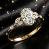 San Jie Rhinestone Egg-Shaped Engagement Ring - European & American Fashion, Eye-Catching Carat Design, Super Shiny Inlaid Wedding Ring