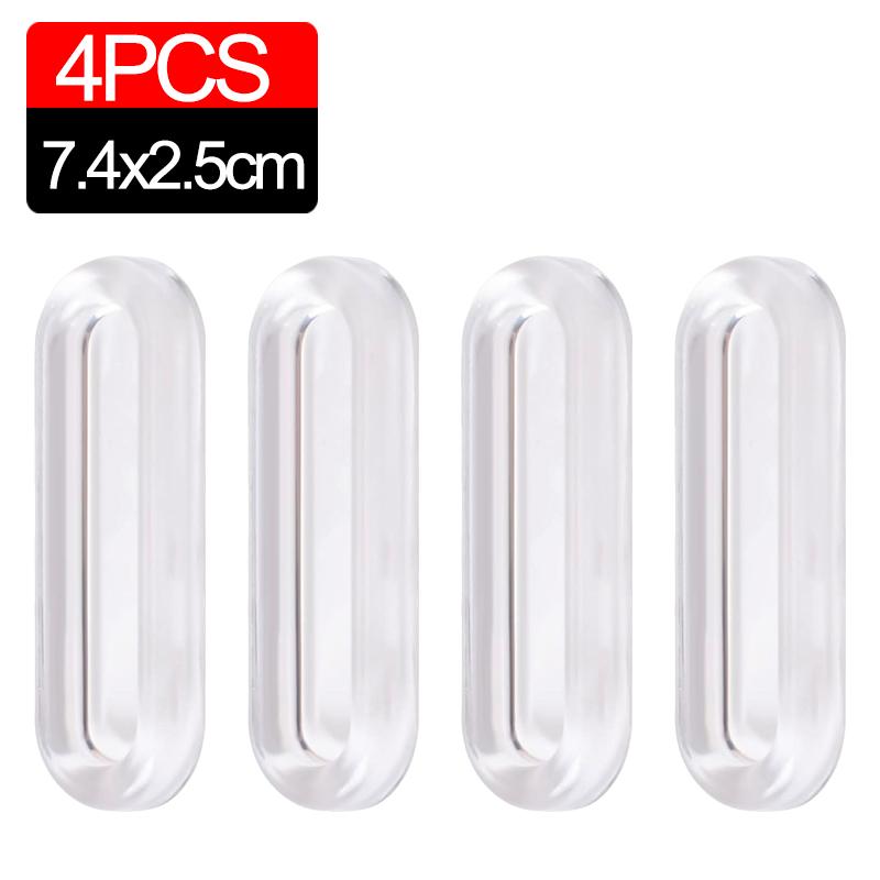12/4PCS Self-Adhesive Sliding Door Handle Transparent Plastic Soft PU Door Handle Kitchen Cabinet Glass Sliding Drawer Handle