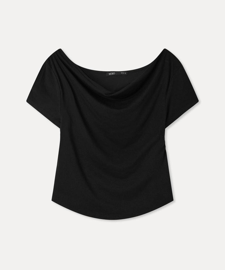 MIXXO Cowl Neck Two-Way Short Sleeve T-Shirt_Miwhwg719A