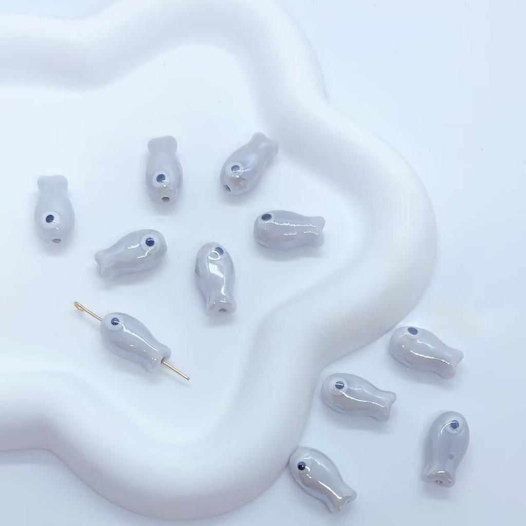 Hand-Painted Small Fish Eye Ceramic Beads for DIY Necklaces & Bracelets