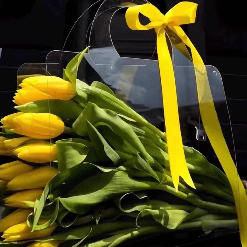 Acrylic Handheld Flower Box Gift Wrapping Bags with Handles Reusable Tote Bags for Bachelorette Bridesmaid Wedding