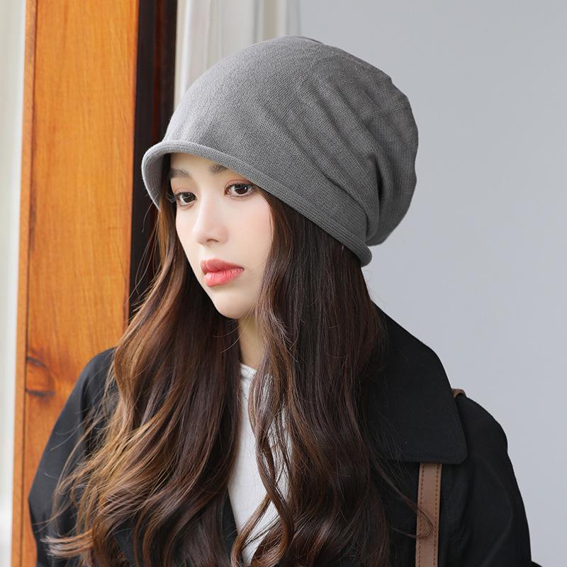 Hut Mädchen Herbst und Winter neu warm gestrickter Stapelhut dünne Klimaanlage reine Baumwolle Nachtmütze Kopftuch Kopfbedeckung Hut zur Kopfbedeckung
