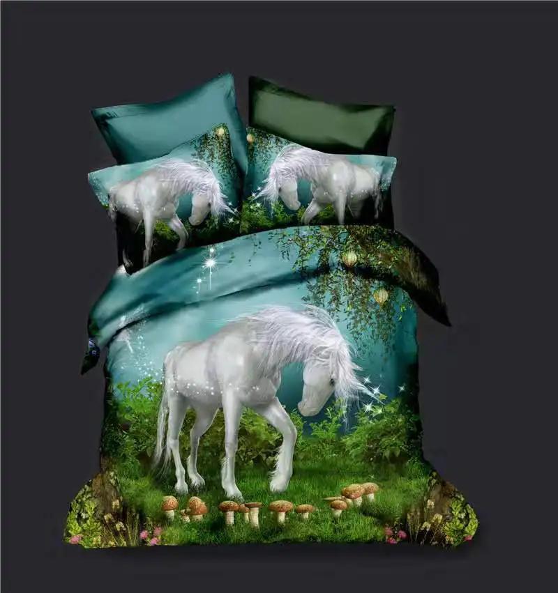 Children's Birthday Gift Twin Bedding Set Home Textile Cartoon Cute Pink Unicorn Bedding Set Duvet Cover Bed Sets For Girl
