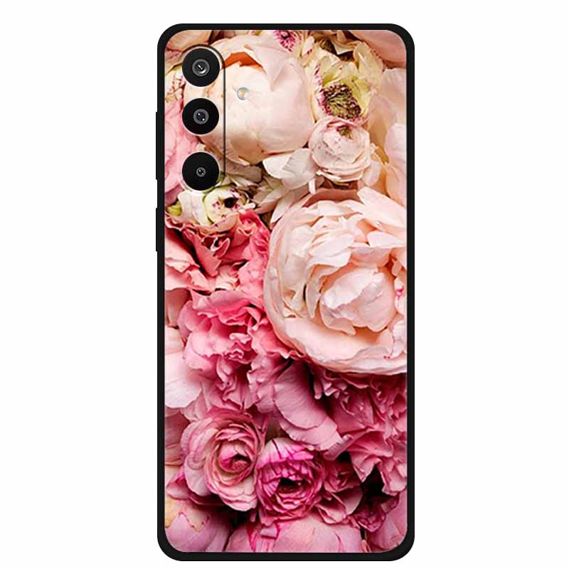 For Samsung Galaxy A36 5G Case Flowers Printed Silicone Phone Cases Cover for Samsung A26 5G TPU Shells A 26 36 Black TPU Coques