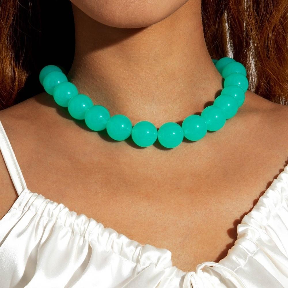 Elegant Bohemia Bead Necklace Exaggerated Adjustable Length Colourful Choker Dopamine Style Geometric Shape Round Necklace