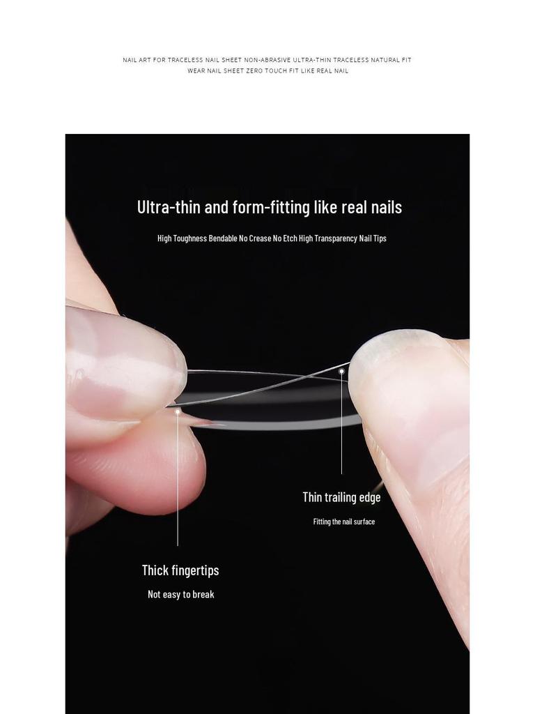 European & American Frosted Long Trapezoid Seamless Abrasive Nail Tips - Full & Single Numbers for Nail Salons