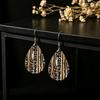 Boho Leopard Print Striped Leather Earrings