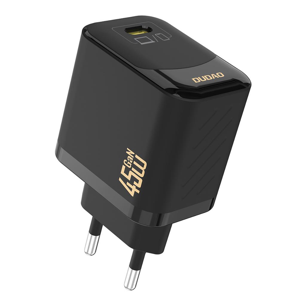 Ładowarka sieciowa GaN z kablem USB-C 45W - czarna