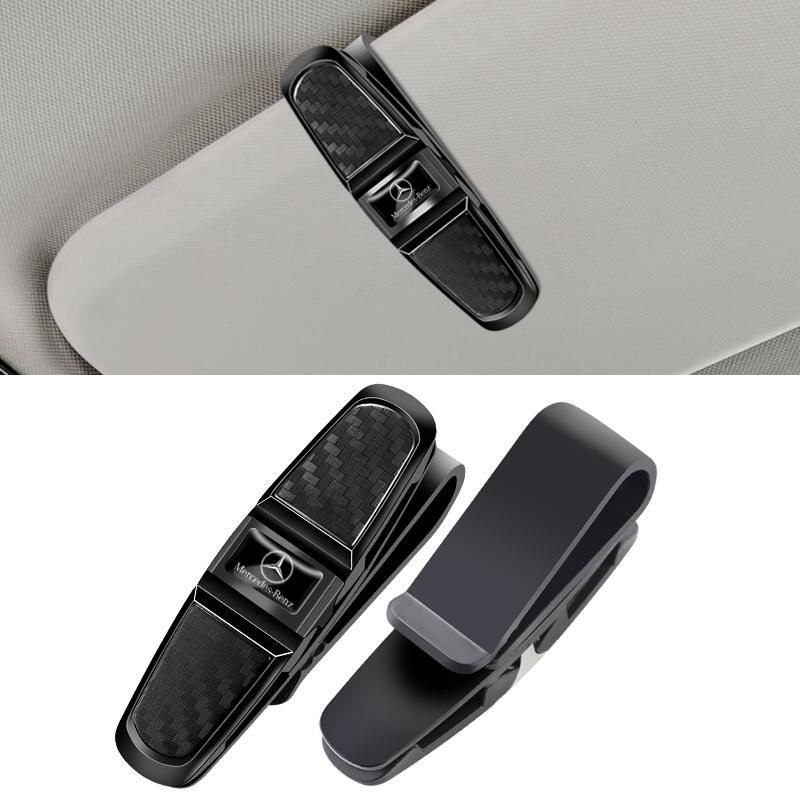 ZQE1  Car Sun Visor Clip 360 Rotation Sunglasses Ticket Card Clamp For Mercedes Benz AMG W205 C300 W203 W206 W108 W124 W126 W140 W168
