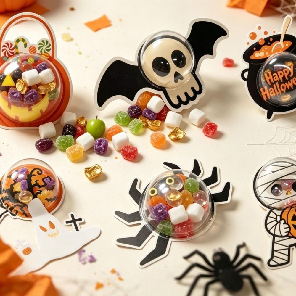 6 pcs Clear Plastic Halloween Candy Box Santa Claus DIY Gift Box Snack Packaging Box Party Table