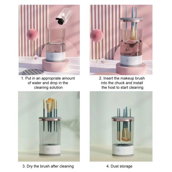 Electric Makeup Brush Cleaner USB Automatic Cosmetic Brush Cleaning Machine Multifunction Beauty Brush Dryer Holder Container Washing Tools