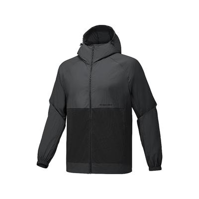 Outdoor-Serie Atmungsaktiv Leicht Gewebte Kapuzenjacke Mit Reißverschluss Langarmjacke Unisex Jacke Anthrazit-Tiefgrau P125U023-053B