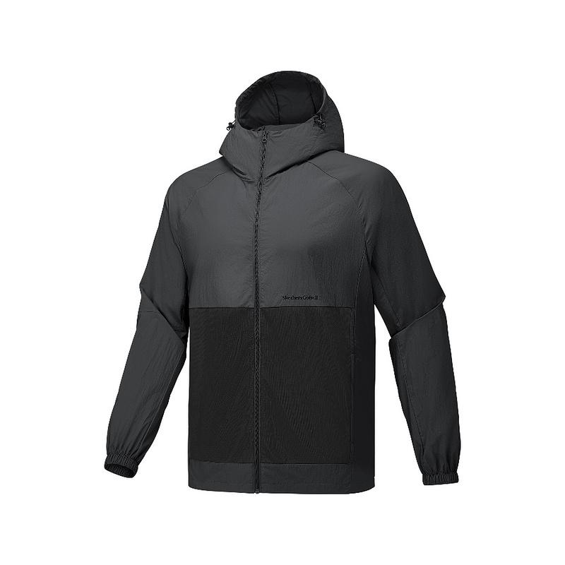 Skechers Outdoor Series Breathable Lightweight Woven Hooded Zip-Up Long Sleeve Jacket Unisex Jacket Charcoal-Deep-Gray P125U023-053B S