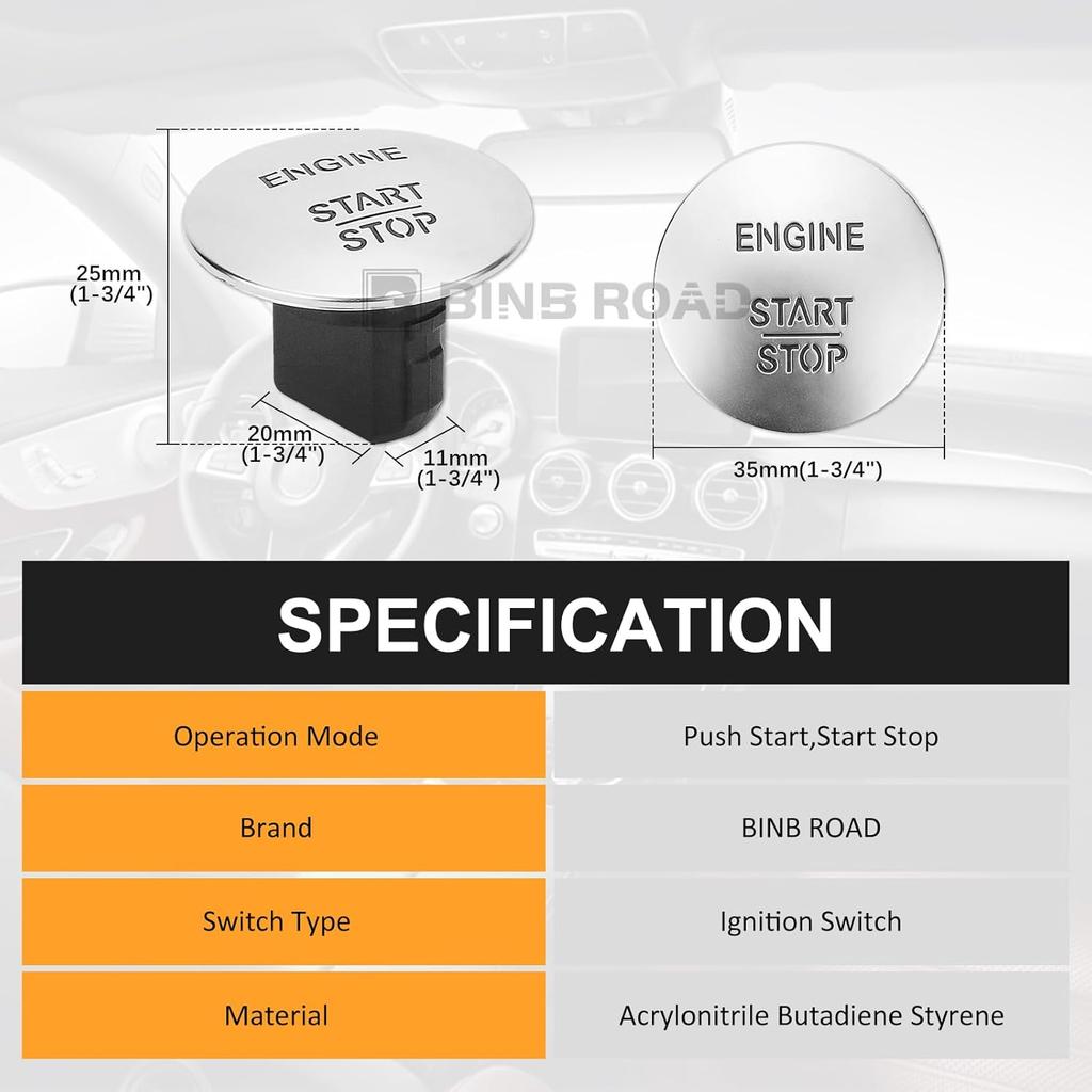 Push Start Button 2215450714 Compatible with Mercedes Benz C300 CLA250 E350 GLA350 GLC300 ML350 S500 SL550 SLK250