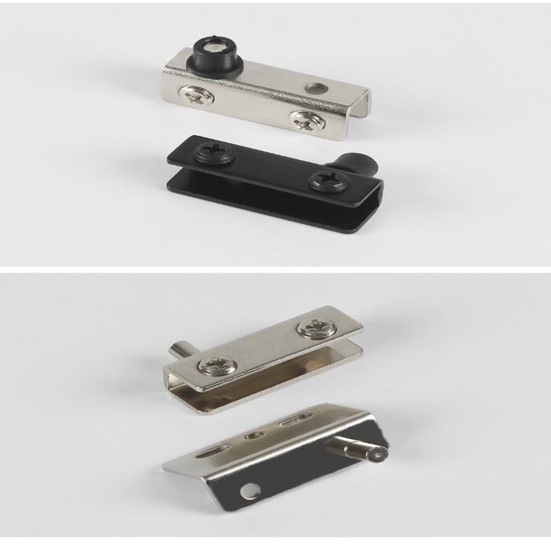 1 Set Easy Installation With No Drilling Needed Stainless Steel Glass Door Hinges Suitable For 5~6Mm Glass Pack Of 2