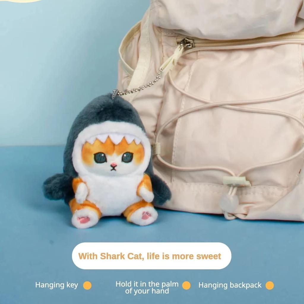 Kawaii Anime Hobby Fried Shrimp Shark Cat Plush Doll Keychain Cartoon Cute Pendant Backpack for Girlfriend Gift Christm