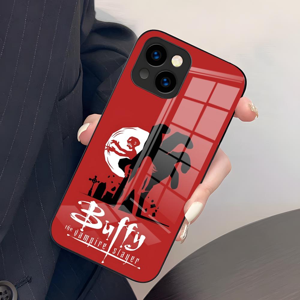 B-Buffy The Vampire Slayer Phone Case For IPhone 17 Air 16 E Pro Max 15 14 13 Mini 12 Pro 11 Max Plus Black Glass Cover