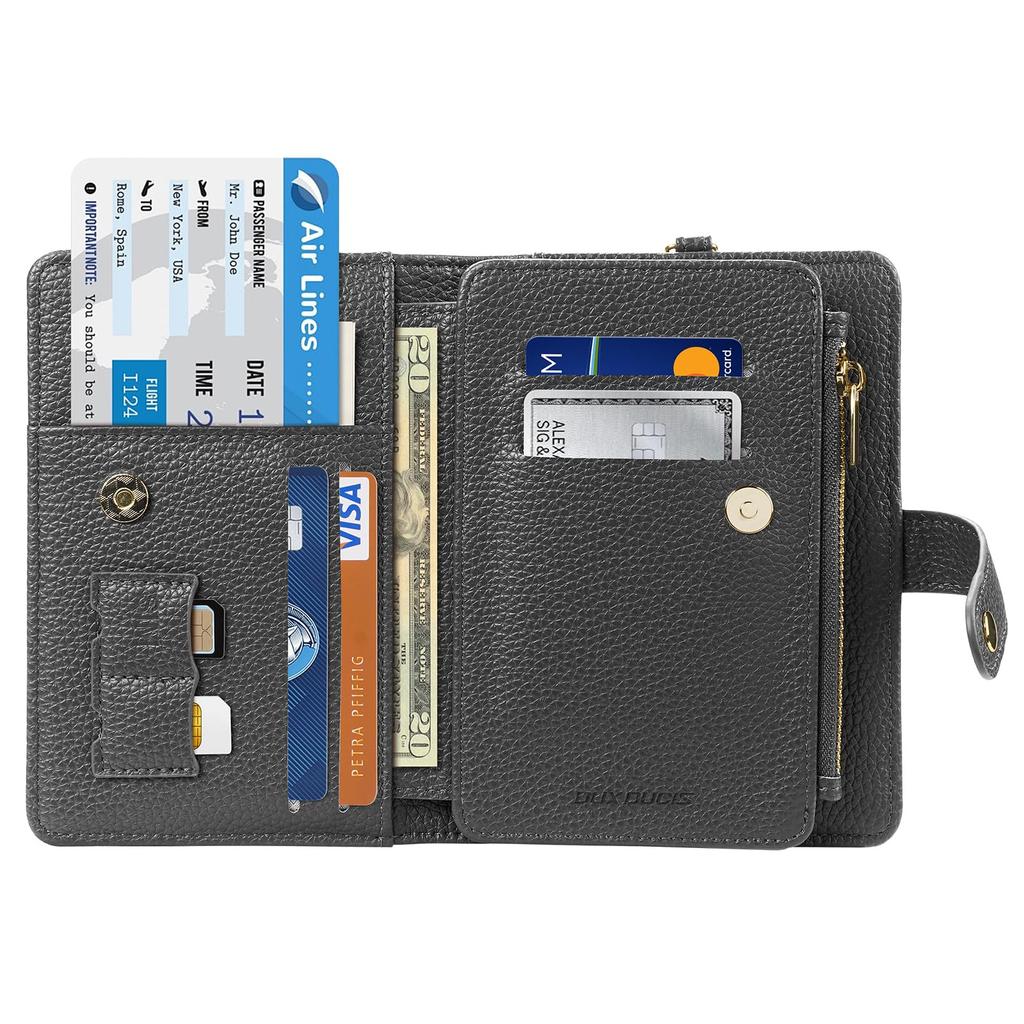 OWLGuardian Passport Large Bifold Slim RFID AirTag Passport Storage Zippered Coin and Detachable Adjustable Neck Perfect for International Business