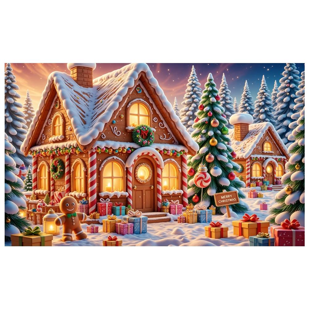 Baner Bożonarodzeniowy Ozdoba Laska Cukrowa Dekoracja Świąteczna Tło Zimowa Scena Dekoracja Choinki Bożonarodzeniowej Tło Xmas Do Domu