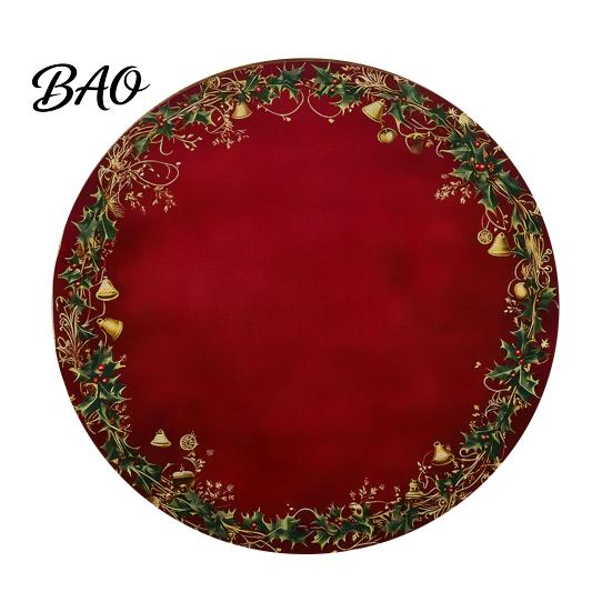 Tapis de Table Rond Antidérapant Décoration de Cuisine Motif Festif de Noël 14 Pouces Protecteur de Table Anti-Taches Résistant à la Chaleur Pad d'Isolation de Table