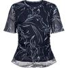 JUZUI Artistic Floral Mesh Short Sleeve Top