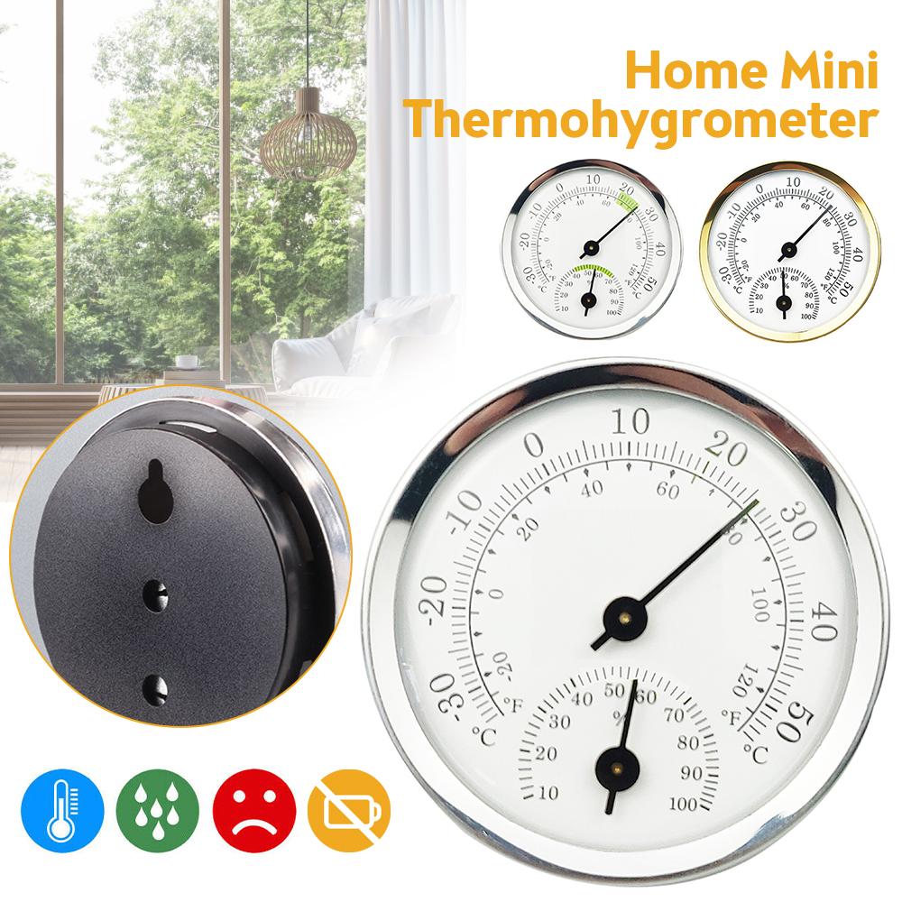 Mini Thermo-Hygrometer Analog Indoor Hygrometer Temperature and Humidity Meter Battery Free Diameter