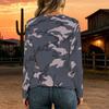 Women Plus Size Crisscross V Neck Long Sleeve Top Beige Background Abstract Leopard Watercolor Print Casual Blouse