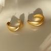 Gold-Plated S925 Sterling Silver X-Shaped Twisted Stud Earrings - Versatile and Stylish Women's Jewelry
