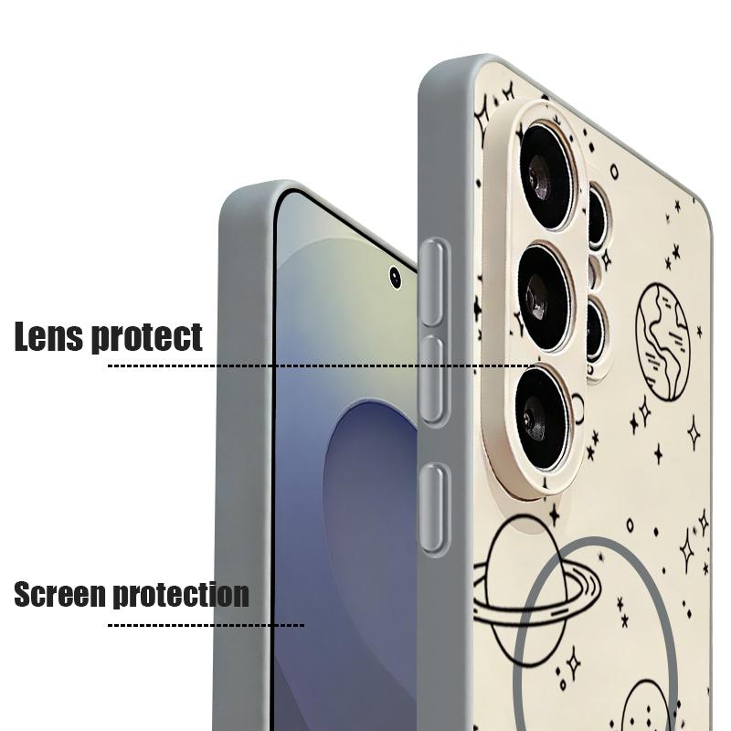 Magnetisch Für Magsafe Hülle Für Samsung Galaxy S26 Ultra S25 Edge S24 Plus S23 FE S22 A54 A55 A56 5G Linie Sterne Planet Muster Mattes Cover