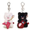 Electric Guitar Cat Keychain Plush Rock Star Cat Plush Pendant Soft Stuffed Cat Keyring Cute Bag Charm for Teens & Cat Lovers