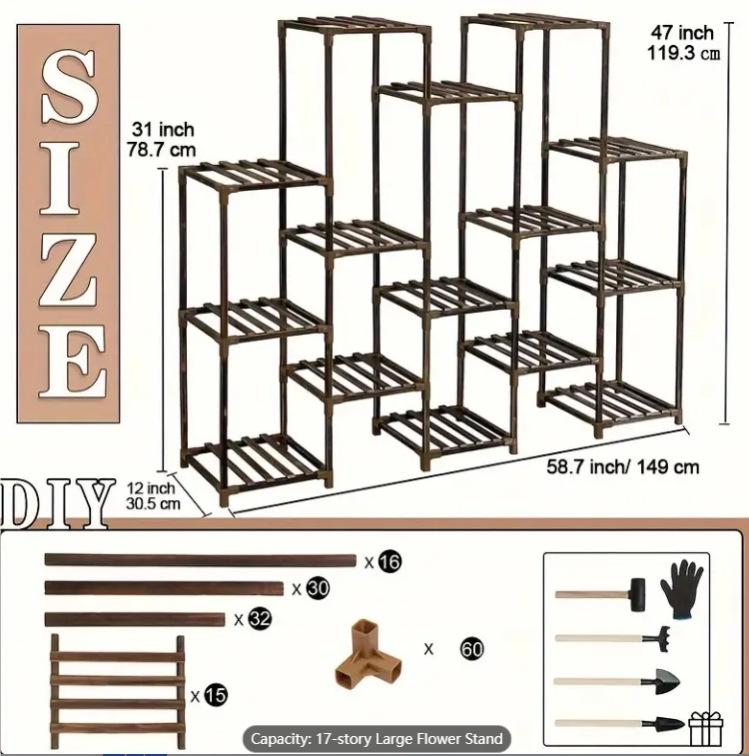 INS Antiseptic Wood Plant Stand: Movable Flower & Succulent Rack for Indoor/Outdoor Use