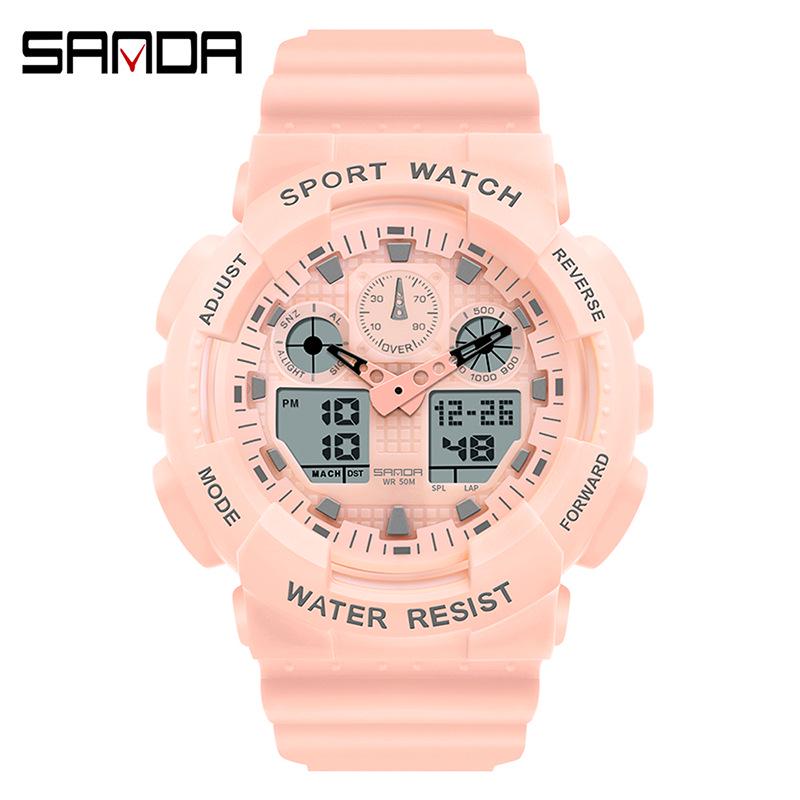Sanda Personalized Multifunctional Outdoor Sports Watch for Men and Women - Luminous, Waterproof, Dual Display Digital Wristwatch.
